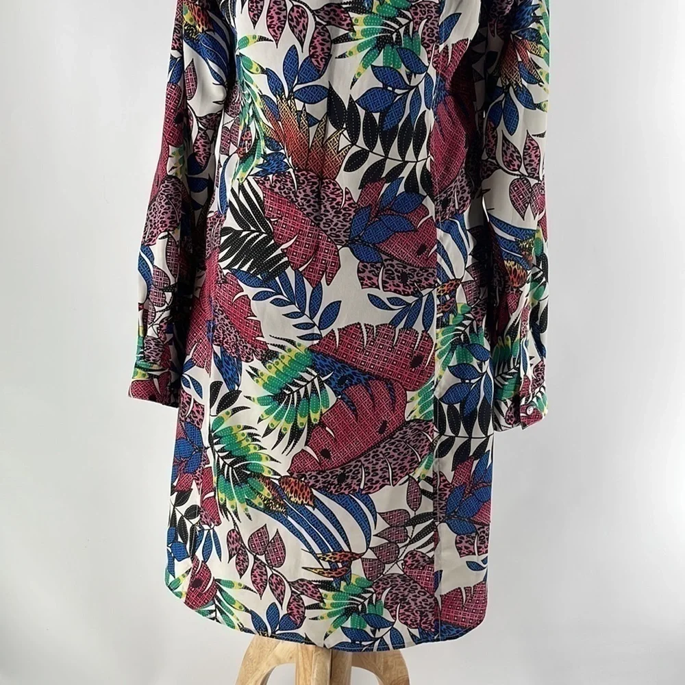 Zoa New York tropical leaf dress shirt dress colorful sz sm - Picture 10 of 10